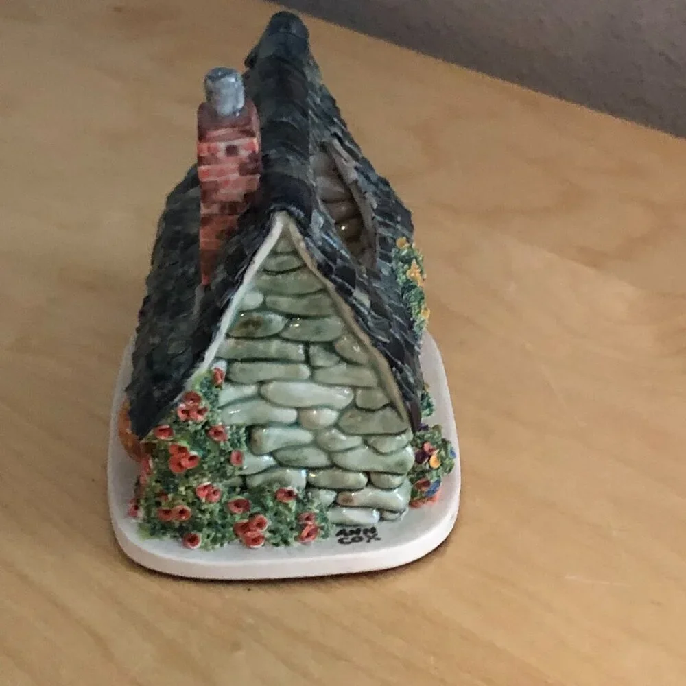 VTG Ann Cox Ceramics English Cottage Candle Holder Figurine Handmade in England
